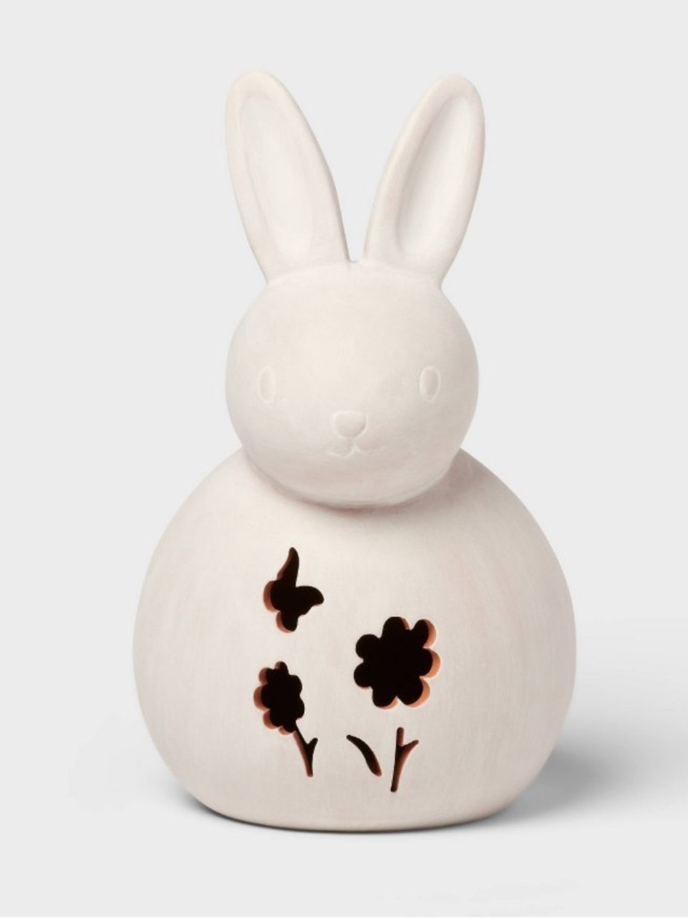 New! Spritz 9" Decorative Large Terra Cotta Bunny with Floral Cutouts